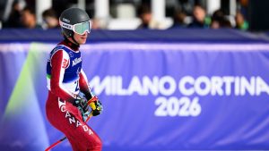 Alexis Guimond competes in the Men’s Super G Standing at the 2026 Paralympic Games in Cortina, Italy on March 9, 2026 (CP/Canadian Paralympic Committee, Angela Burger)