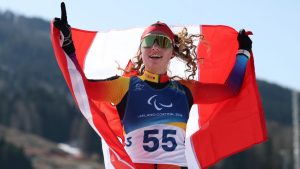 Natalie Wilkie wins gold in the Individual Biathlon in the 2026 Winter Paralympic Games in Val di Fiemme, Italy on Sunday March 8, 2026. 
(Michael P. Hall/CP)