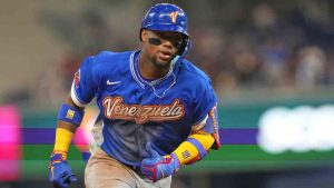 Venezuela'a Ronald Acuña Jr. runs the bases after hitting a home run during the third inning of a World Baseball Classic game against Nicaragua, Monday, March 9, 2026, in Miami. (Marta Lavandier/AP)