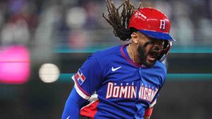 Dominican Republic's Fernando Tatis Jr. celebrates as he runs the bases after hitting a three-run home run during the fourth inning of a World Baseball Classic game against Venezuela, Wednesday, March 11, 2026, in Miami. (Lynne Sladky/AP)