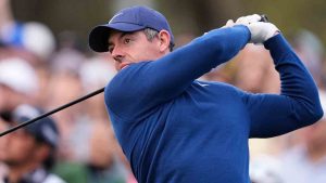 Rory McIlroy of Northern Ireland hits off the 10th tee during the second round of The Players Championship golf tournament Friday, March 13, 2026, in Ponte Vedra Beach, Fla. (Gerald Herbert/AP)