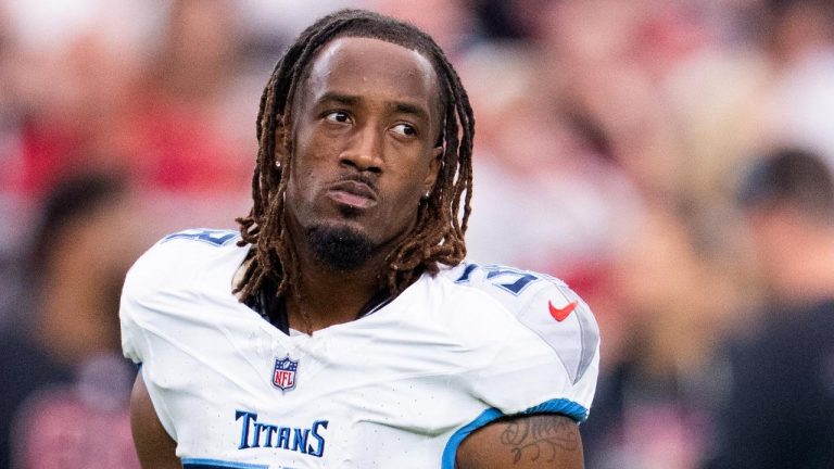 Tennessee Titans cornerback L'Jarius Sneed (38) looks on during an NFL football game against the Arizona Cardinals, Sunday, Oct. 5, 2025, in Glendale, Ariz. (Samantha Chow/AP)