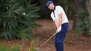 Ludvig Aberg of Sweden, hits on the second hole during the final round of The Players Championship golf tournament, Sunday, March 15, 2026, in Ponte Vedra Beach, Fla. (Gerald Herbert/AP)
