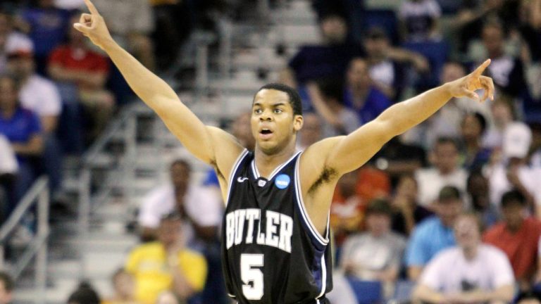 Butler's Ronald Nored (5) reacts during the second half of the NCAA Southeast regional college basketball championship game Saturday, March 26, 2011, in New Orleans. (Patrick Semansky/AP)