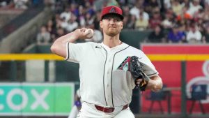 Arizona Diamondbacks pitcher Michael Soroka works against the Detroit Tigers during the first inning of an opening-day baseball game Monday, March 30, 2026, in Phoenix. (Darryl Webb/AP)