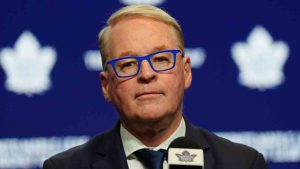 MLSE president and CEO Keith Pelley speaks during a news conference in Toronto on Tuesday, March 31, 2026. (Frank Gunn/CP)