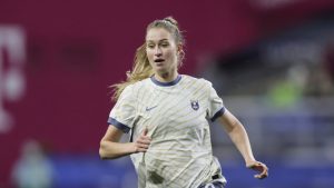 Seattle Reign FC forward Jordyn Huitema runs to the ball against NJ/NY Gotham FC during an NWSL soccer match in Seattle, Saturday, March 15, 2025. (John Froschauer/AP)