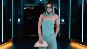 Torrent defender Mariah Keopple wears a Riah The Label original as she arrives for Seattle's inaugural home opener. (Photo courtesy of PWHL)