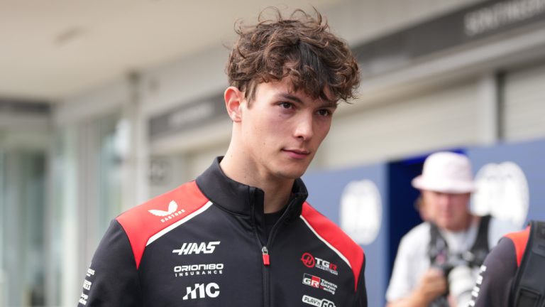 Haas driver Oliver Bearman of Britain walks down pit lane following his crash during the Japanese Formula One Grand Prix at Suzuka in central Japan, Sunday, March 29, 2026. (Eugene Hoshiko/AP)