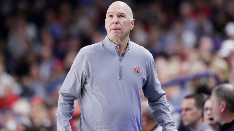 Saint Mary's head coach Randy Bennett watches the first half of an NCAA college basketball game against Gonzaga, Saturday, Jan. 31, 2026, in Spokane, Wash. (Young Kwak/AP)