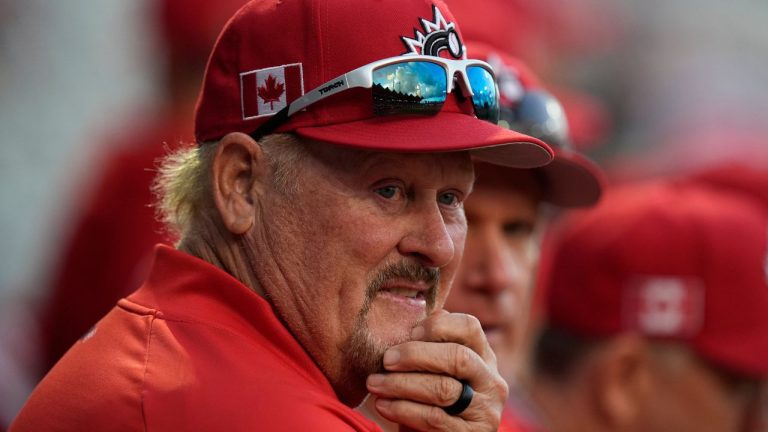 Canada's manager Ernie Whitt looks on during the eighth inning of a World Baseball Classic game against Cuba in San Juan, Puerto Rico, Wednesday, March 11, 2026. (AP Photo/Fernando Llano)