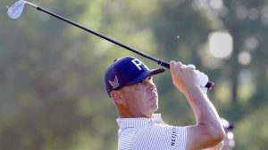 Gary Woodland watches his tee shot on the ninth hole during the first round of the Texas Children's Houston Open golf tournament Thursday, March 26, 2026, in Houston. (Michael Wyke/AP)