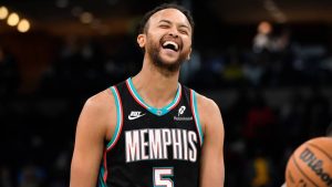 Memphis Grizzlies forward Kyle Anderson reacts in the second half of an NBA game against the Utah Jazz, Friday, Feb. 20, 2026, in Memphis, Tenn (Brandon Dill/AP)