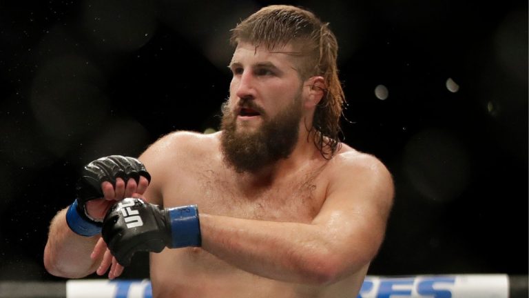 Tanner Boser during a heavyweight mixed martial arts bout against Daniel Spitz, Friday, Oct. 18, 2019, at UFC Fight Night in Boston. (Elise Amendola/CP)