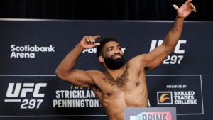 Chris Curtis of the USA weighs in ahead of his UFC Middleweight bout in Toronto, Friday, Jan. 19, 2024. (Cole Burston/CP)