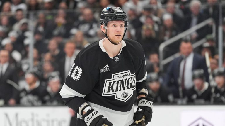 Los Angeles Kings right wing Corey Perry (10) stands on the ice during the third period of an NHL hockey game against the Seattle Kraken Wednesday, Feb. 4, 2026, in Los Angeles. (Jae C. Hong/AP)