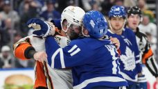 Maple Leafs’ Domi fights Ducks’ Gudas three seconds into game