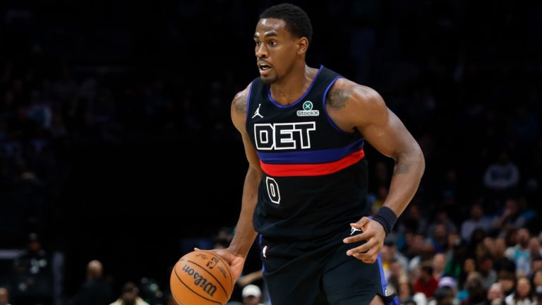 Detroit Pistons centre Jalen Duren drives against the Charlotte Hornets during the first half of an NBA game in Charlotte, N.C., Monday, Feb. 9, 2026. (AP/Nell Redmond)