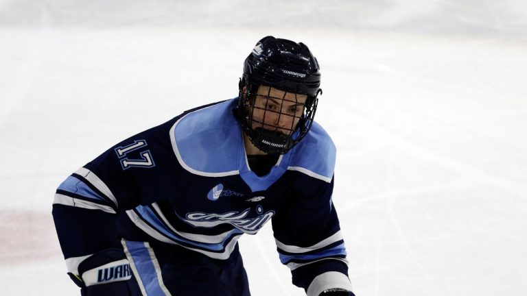 Maine forward Felix Trudeau (17) skates during the second period of an NCAA hockey game against Northeastern on Friday, Feb. 2, 2024, in Boston. (Greg M. Cooper/AP)