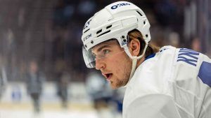 Toronto Maple Leafs left wing Matthew Knies (23) on the ice during warmups prior to the game against against the Utah Mammoth of an NHL hockey game. (Melissa Majchrzak/AP)