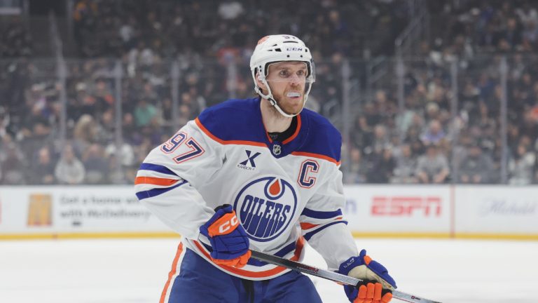 Edmonton Oilers center Connor McDavid skates during the first period of an NHL hockey game against the Los Angeles Kings Thursday, Feb. 26, 2026 in Los Angeles. (Ryan Sun/AP)