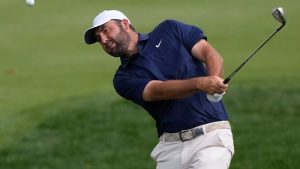 Scottie Scheffler hits from the second fairway during the final round of The Players Championship golf tournament, Sunday, March 15, 2026, in Ponte Vedra Beach, Fla. (Gerald Herbert/AP)