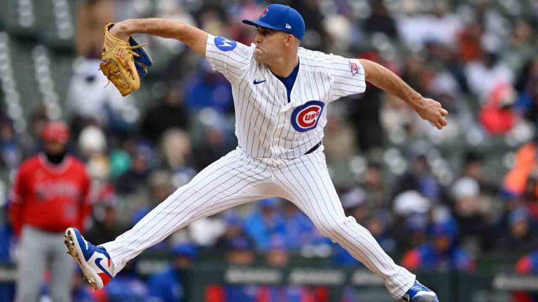 Chicago Cubs starter Matthew Boyd delivers a pitch during a baseball game against the Los Angeles Angels in Chicago, Wednesday, April 1, 2026. (Paul Beaty/AP)