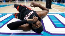 Heat’s Bam Adebayo exits after trip from Hornets’ LaMelo Ball