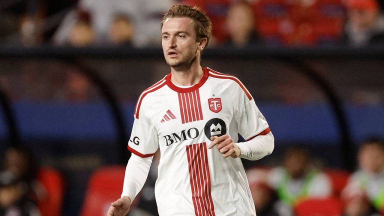 Toronto FC midfielder Djordje Mihailovic is seen during an MLS soccer match against FC Dallas, Saturday, Feb. 21, 2026, in Frisco, Texas. FC Dallas won 3-2. (Brandon Wade/AP)