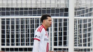 Toronto FC defender Matheus Pereira reacts during second half MLS soccer action in Toronto on Saturday, April 4, 2026. THE CANADIAN PRESS/Frank Gunn