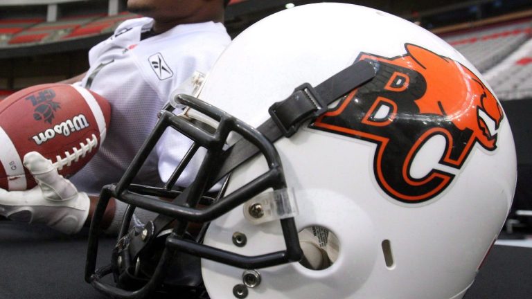 A B.C. Lions helmet is seen on a table during a practice in Vancouver, on Friday, Nov. 25, 2011. THE CANADIAN PRESS/Ryan Remiorz
