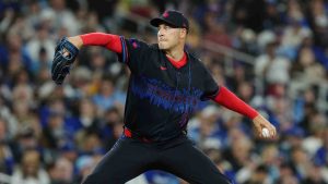 Toronto Blue Jays pitcher Patrick Corbin (46) works against the Minnesota Twins during first inning MLB baseball action in Toronto on Friday, April 10, 2026. (Chris Young/CP)