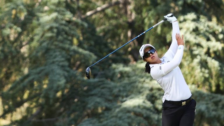 Sei Young Kim hits from the fifth tee during the first round of the LPGA's JM Eagle LA Championship golf tournament at El Caballero Country Club, Thursday, April 16, 2026, in Los Angeles. (Jessie Alcheh/AP)