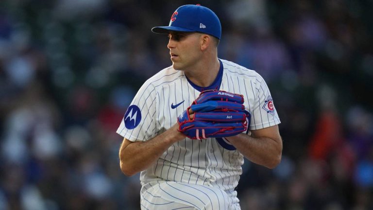 Chicago Cubs starting pitcher Michael Boyd (16) prepares to throw against the Philadelphia Phillies during the second inning of a baseball game Wednesday, April 22, 2026, in Chicago. (Erin Hooley/AP)