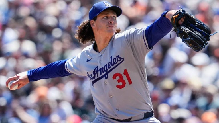 Los Angeles Dodgers' Tyler Glasnow (31) pitches to a San Francisco Giants batter during the third inning of a baseball game Thursday, April 23, 2026, in San Francisco. (Godofredo A. Vásquez/AP)