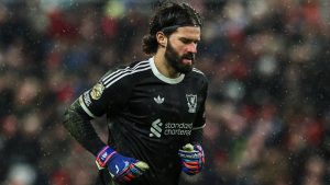 Premier League Sunderland v Liverpool Liverpool goalkeeper Alisson Becker during the Premier League match Sunderland vs Liverpool at Stadium Of Light, Sunderland, United Kingdom on 11 February 2026 (Alfie Cosgrove/AP)