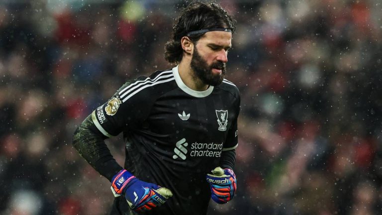 Premier League Sunderland v Liverpool Liverpool goalkeeper Alisson Becker during the Premier League match Sunderland vs Liverpool at Stadium Of Light, Sunderland, United Kingdom on 11 February 2026 (Alfie Cosgrove/AP)