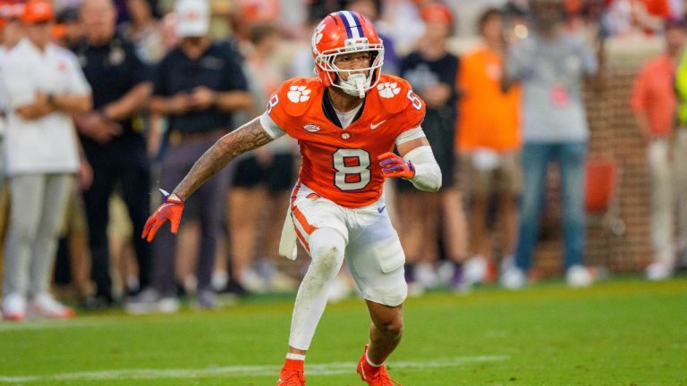 Clemson cornerback Avieon Terrell (8) plays during an NCAA college football game between Clemson and Troy, Saturday, Sept. 6, 2025, in Clemson, S.C. (Jacob Kupferman/AP)