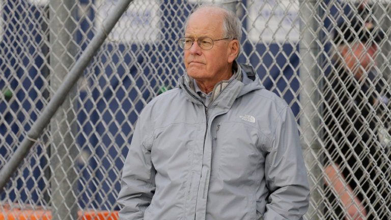 In this Feb. 9, 2019, file photo, Jim France, executive vice president of NASCAR, stands on pit road as he watches auto racing at Daytona International Speedway, in Daytona Beach, Fla.(Terry Renna/AP)