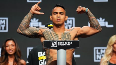 Featherweight-fighter-Kai-Kamaka-seen-at-a-weigh-in-the-day-before-a-fight