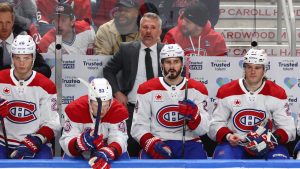 Montrael Canadiens head coach Martin St. Louis looks on during the third period of an NHL hockey game against the Buffalo Sabres Thursday, Jan. 15, 2026, in Buffalo, N.Y. (Jeffrey T. Barnes/AP)