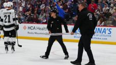 Glass shatters behind Kings bench, delays playoff game vs. Avalanche