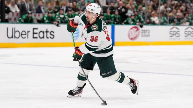 Minnesota Wild right wing Mats Zuccarello makes a pass during n NHL hockey game against the Dallas Stars Thursday, April 9, 2026, in Dallas. (Tony Gutierrez/AP)