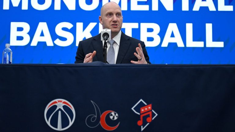 Monumental Basketball President Michael Winger holds a news conference, Thursday, Jan. 22, 2026, in Washington. (John McDonnell/AP)