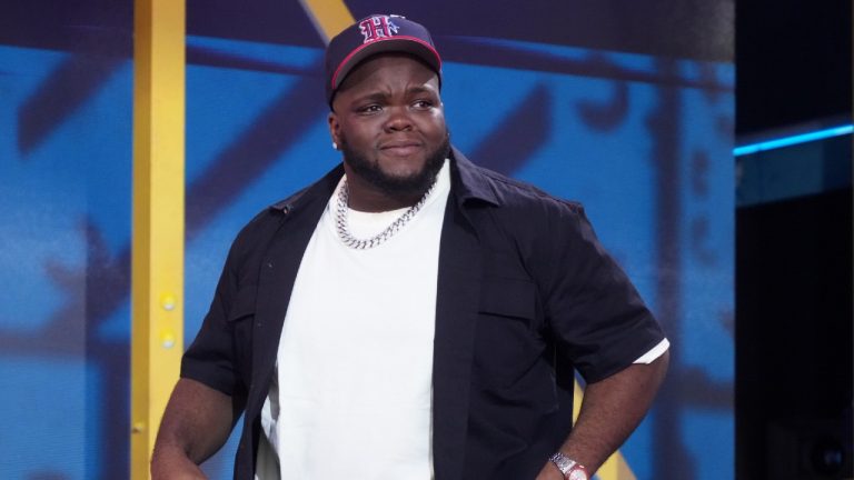 Ohio State defensive lineman Kayden McDonald reacts after being chosen by the Houston Texans with the 36th overall pick during the second round of the NFL football draft, Friday, April 24, 2026, in Pittsburgh. (Gene J. Puskar/AP)