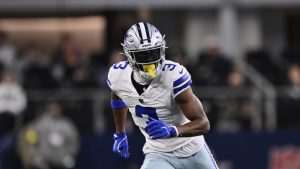 Dallas Cowboys wide receiver George Pickens runs a route during an NFL football game against the Minnesota Vikings Sunday, Dec. 14, 2025, in Arlington, Texas. (Jerome Miron/AP)
