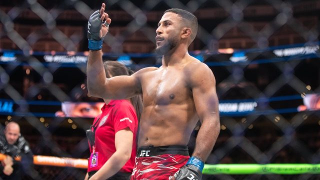 Featherweight-fighter-Youssef-Zalal-celebrates-a-UFC-win