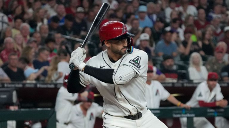 Arizona Diamondbacks shortstop Jordan Lawlar (10) against the Detroit Tigers during an opening-day baseball game Monday, March 30, 2026, in Phoenix.Â (AP Photo/Darryl Webb)