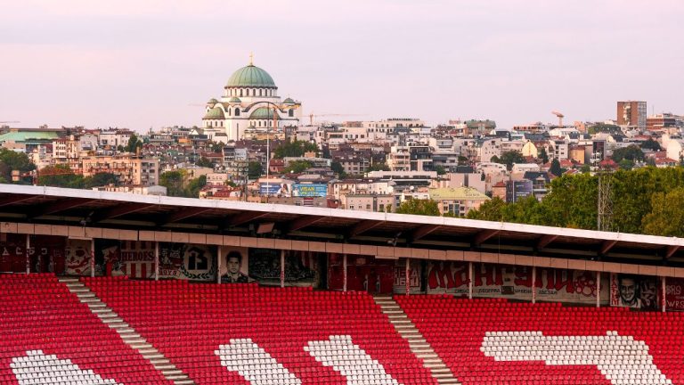 A general view of the Church of Saint Sava on the skyline from the Rajko Mitic Stadium in Belgrade, Serbia. Picture date: Monday September 8, 2025. PA Photo. Photo credit should read: Bradley Collyer/PA Wire.