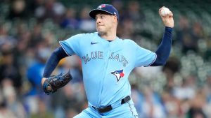 Toronto Blue Jays pitcher Patrick Corbin throws during the first inning of a baseball game against the Milwaukee Brewers. (Kayla Wolf/AP)